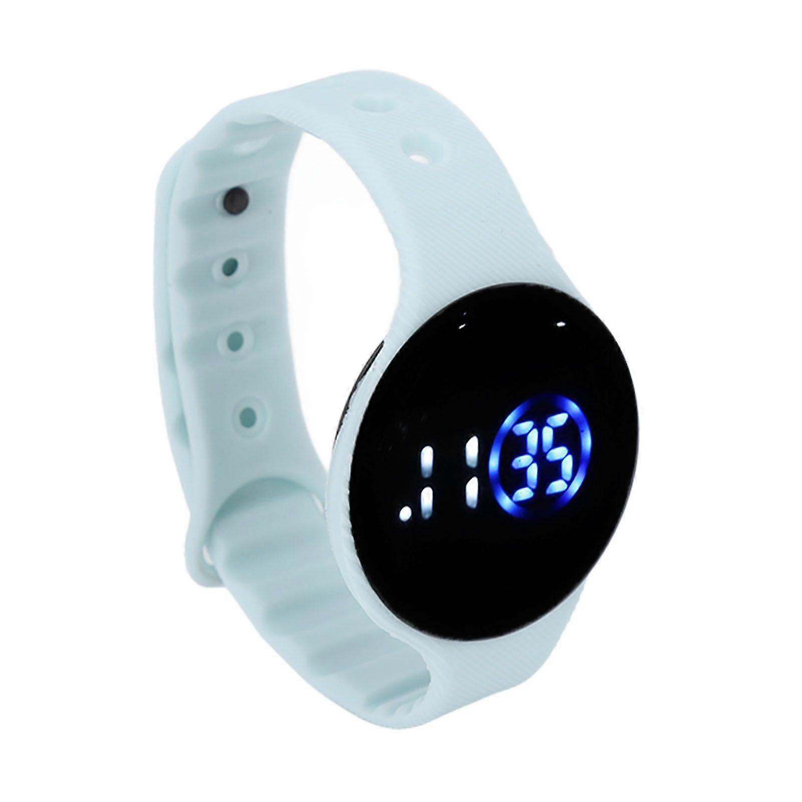 SQCLV Kids Digital Watch Waterproof Silicone Watchband Scratch Proof LED Electronic Watch for Students Light Blue
