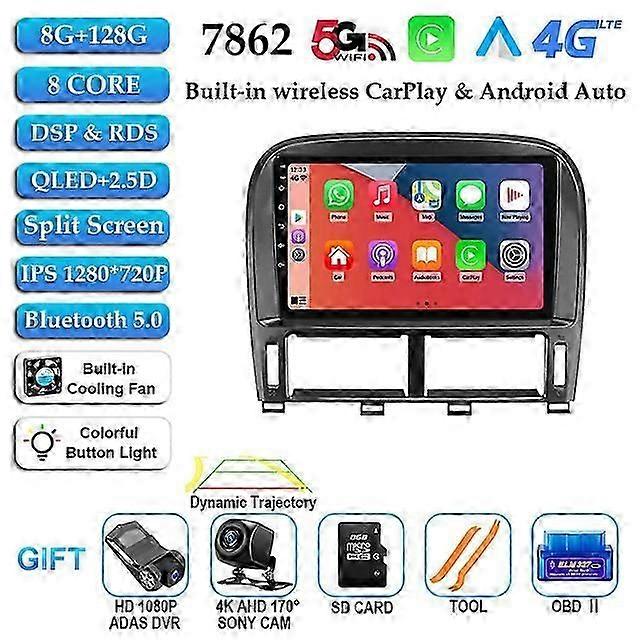 Android 12 For Lexus Ls430 2003 - 2006 Car Radio QLED Screen Tape Recorder GPS Navi Multimedia Video Player Head Unit DVD