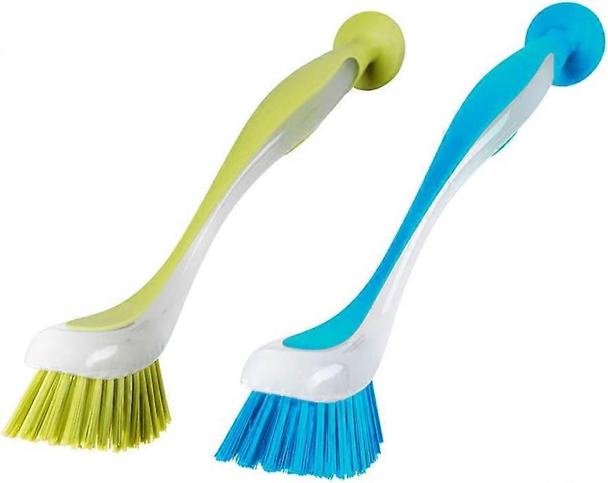 Dish Scouring Pad Ergonomic Design, Kitchen Dish Brush Set with Scraper Edge Design for Removing Stubborn Food, 2Pcs