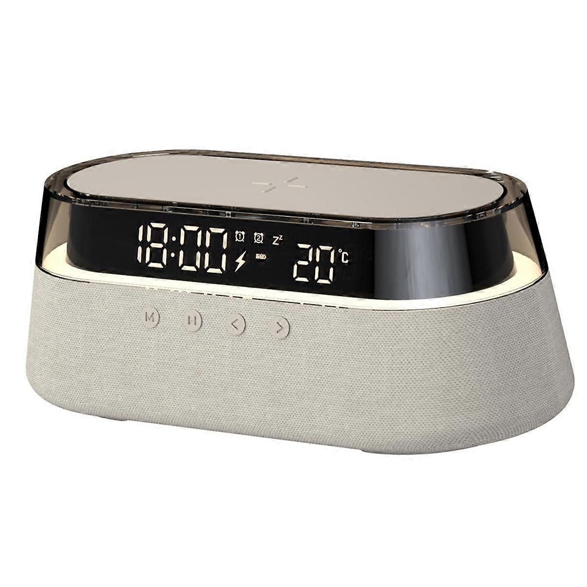 Bluetooth Speaker Stereo 1800mAh Battery Supports 15W Wireless Charging Digital Clock Display Night