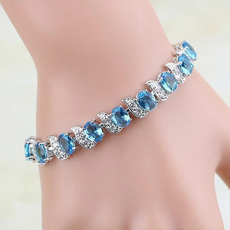 1 buc Casual Mistic Albastru Deschis Cubic Zirconiu Alb Cubic Zirconiu Brățări Cu Farmec Pentru Femei Brățară Modă