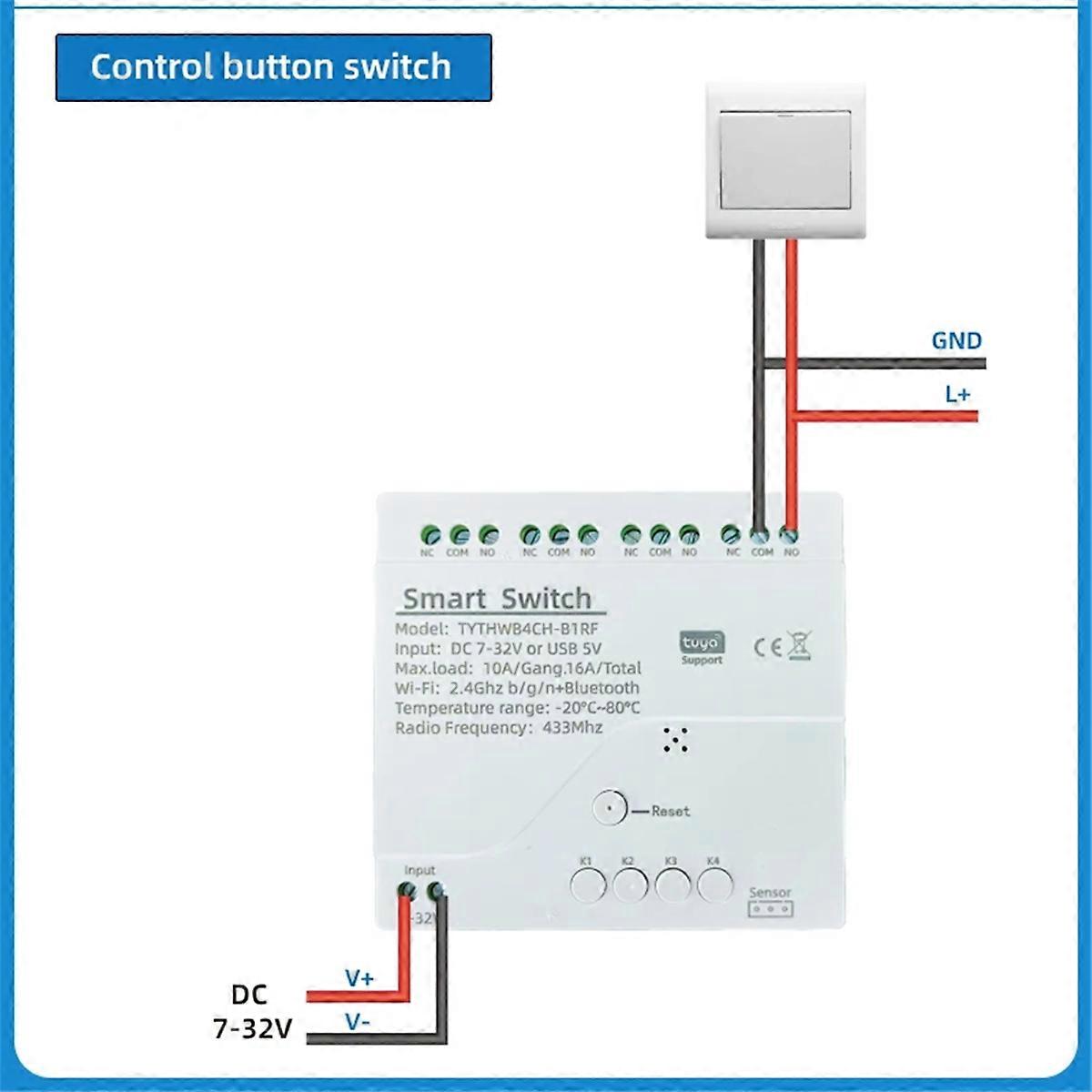 Tuya Smart WiFi 4 Channel Relay Switch RF433 For Alexa (B)