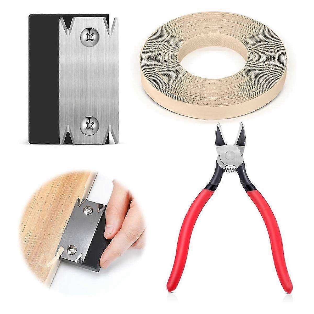 Exquisite 3Pcs Edge Banding Tool Set 3/4 Inch X 50ft, Pre-Glued Real Wood Veneer Edging,for Carpentry and Woo