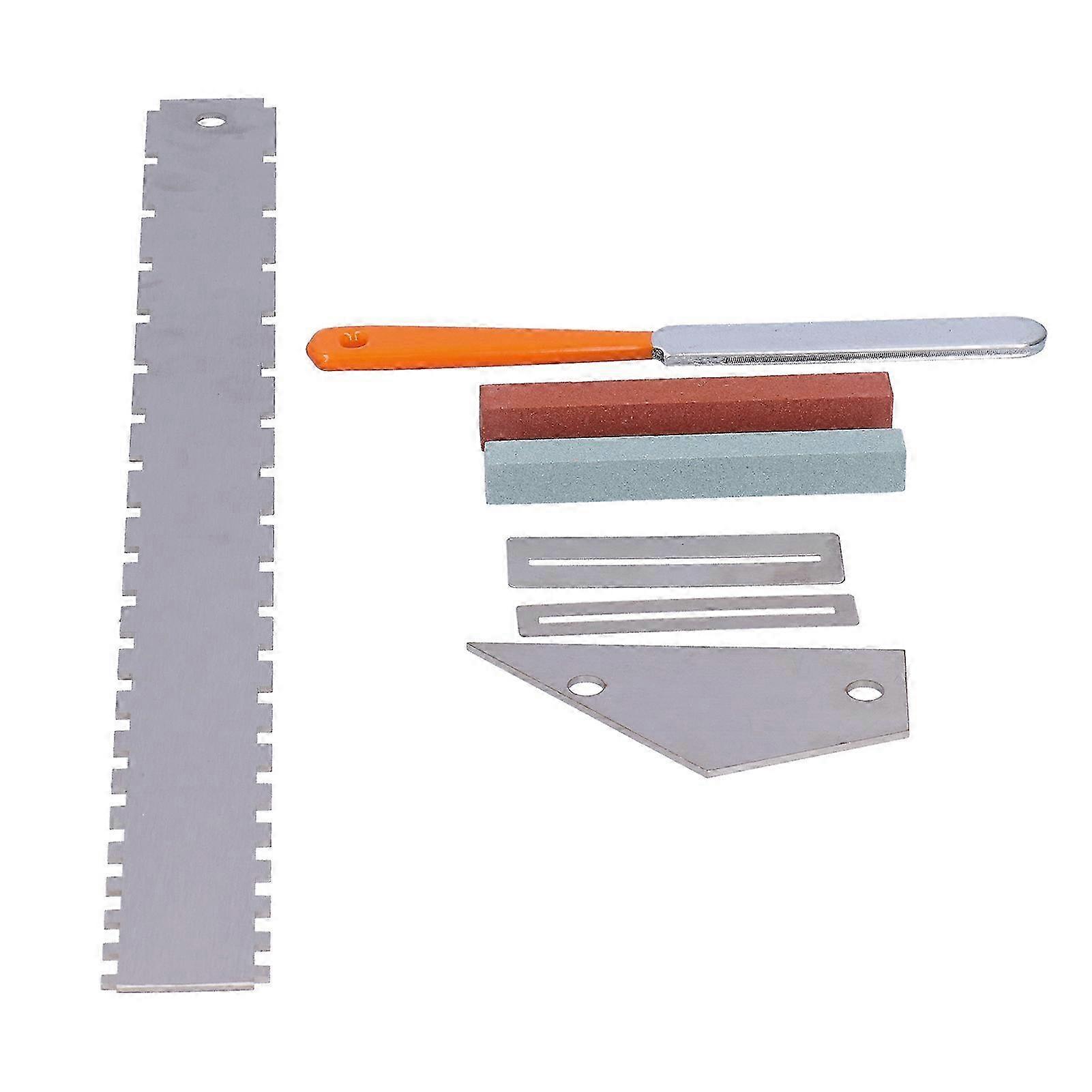 Guitar Measuring Guage Set Kit Neck Notched Ruler Fret Crowning File Whetstone Storage Bag