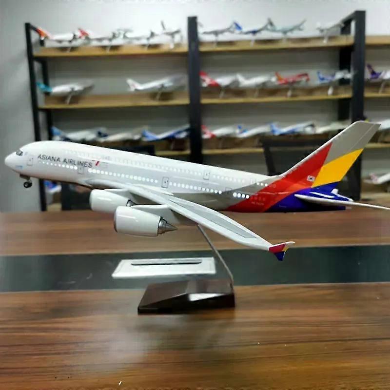 新しい46CM 1/160スケールA380韓国飛行機ASIANA航空会社モデルW LEDライトと着陸装置ダイキャストプラスチック樹脂航空機玩具