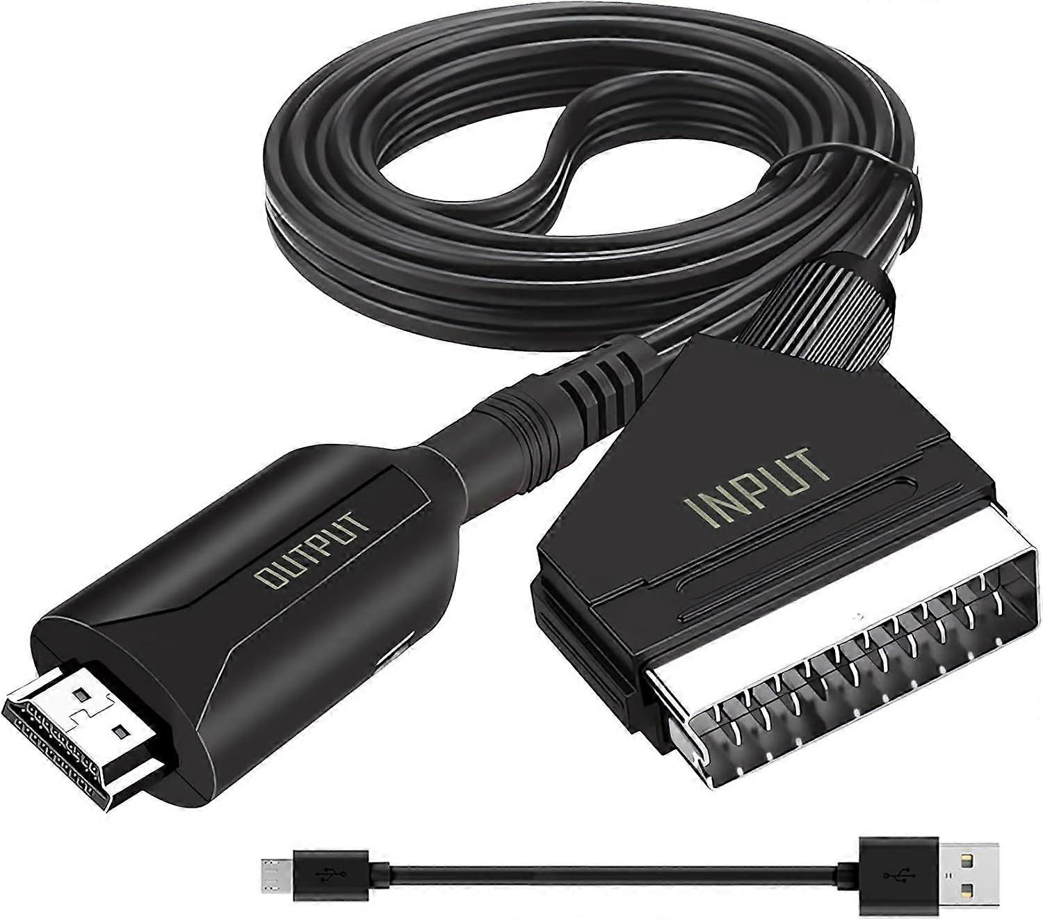 Scart to HDMI Converter, All-in-One 1080P HD Audio Video Adapter for HDTV STB VHS Xbox PS3 Sky DVD BLU-Ray