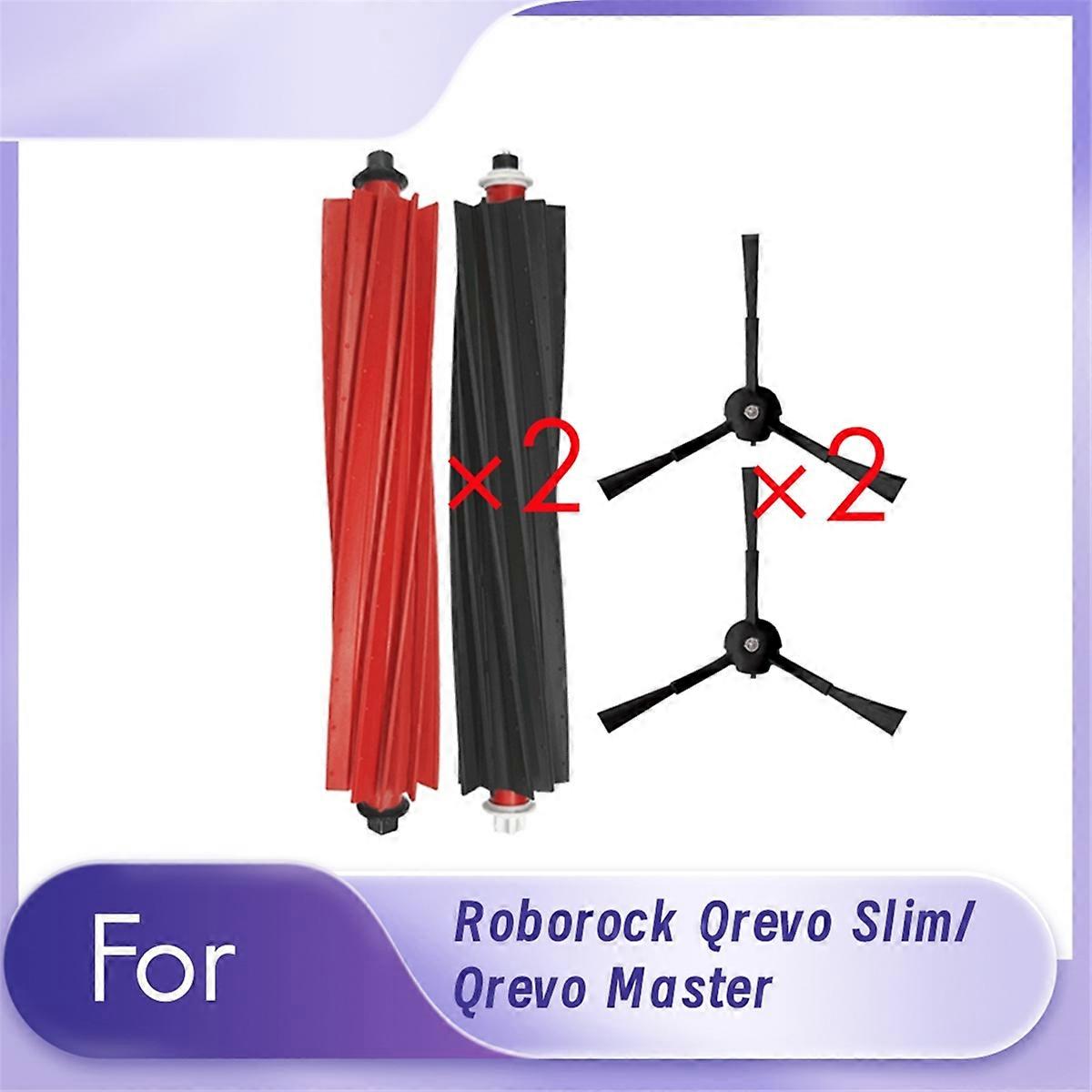 4 Pcs Main Side Brush for Roborock Qrevo Slim/Qrevo Master