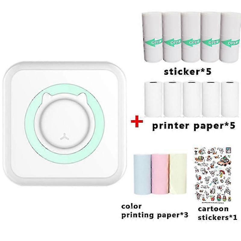 Mini Wireless Printer Multifunction Thermal Photo Printer With 10 Print Paper Rolls