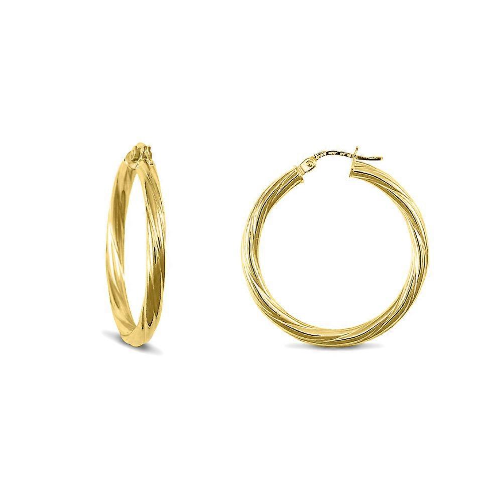 Jewelco London Gold-plated Sterling Silver Twist Hoop Earrings 3mm 30mm