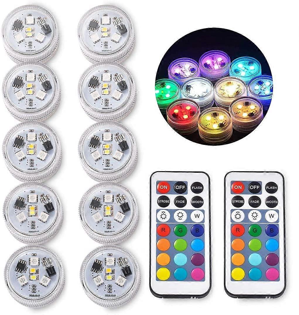 RGB Color Changing Underwater LED Lights For Vase Bowl 10 Pcs Submersible Vase Decor Lighting