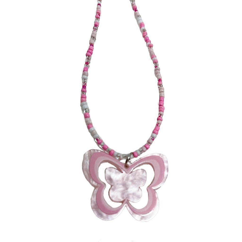 قلادة رقيقة من طوق حبة الصيف راتنج فراشة ترقوة سلسلة حلوة Y2k