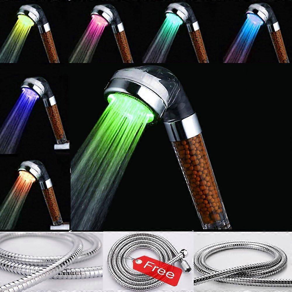 LED shower head, high pressure water saving, color changing light, no battery, handheld shower head, filter shower head