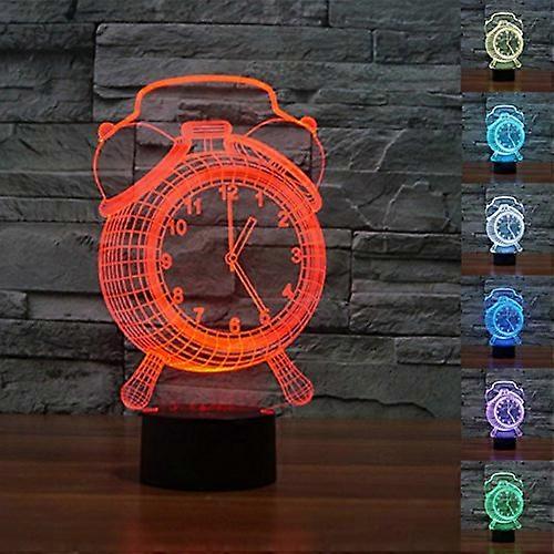 3D Alarm Clock Night Light LED Table Lamp Optical Illusion 7 Color Changing Lights Desk Lamp For Kids Xmas Gift