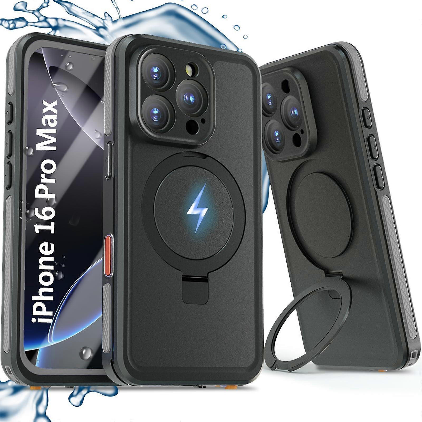 Waterproof for iPhone 16 Pro Max Case MagSafe IP68 Underwater 360 Degree Full Body Sealed With Built-In Screen Protector