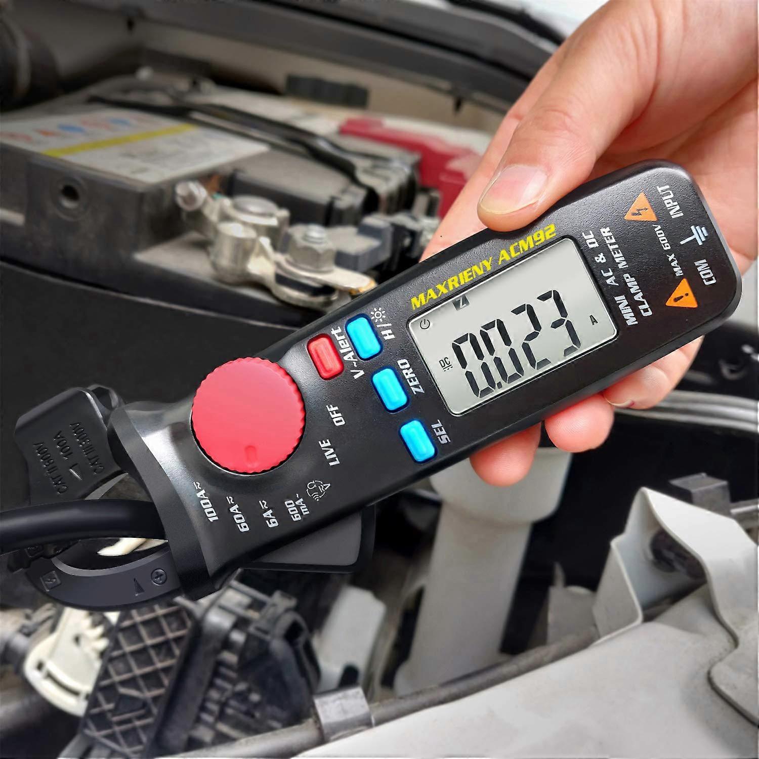 DC Clamp Multimeter True RMS 6000 Counts Digital Meter Current Voltage Resistance Frequency Live Check V-Alert Continuity Tester with Back Clip