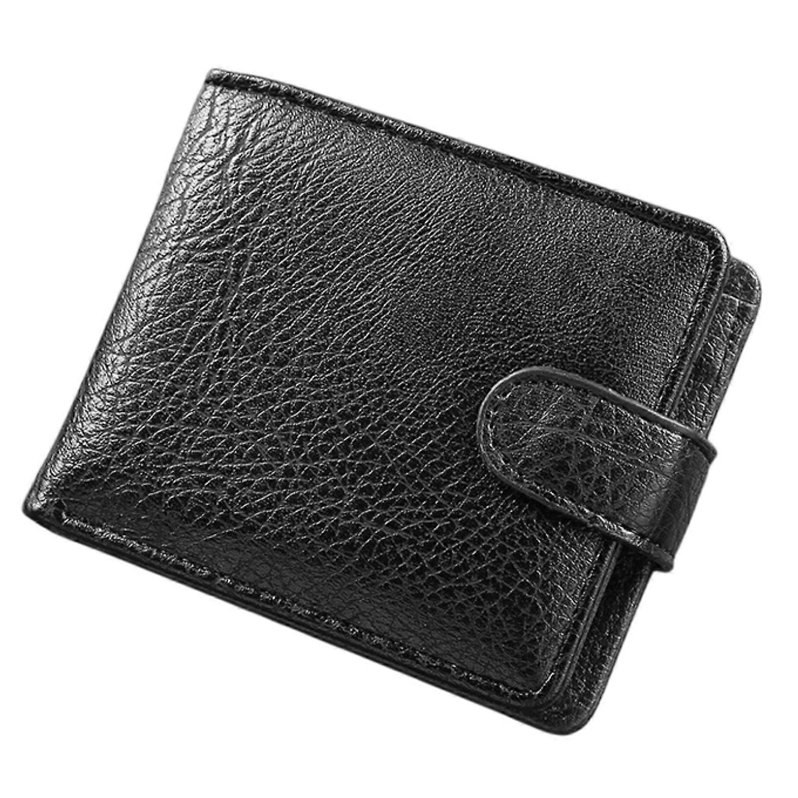 1 piece lychee patterned buckle small wallet - black