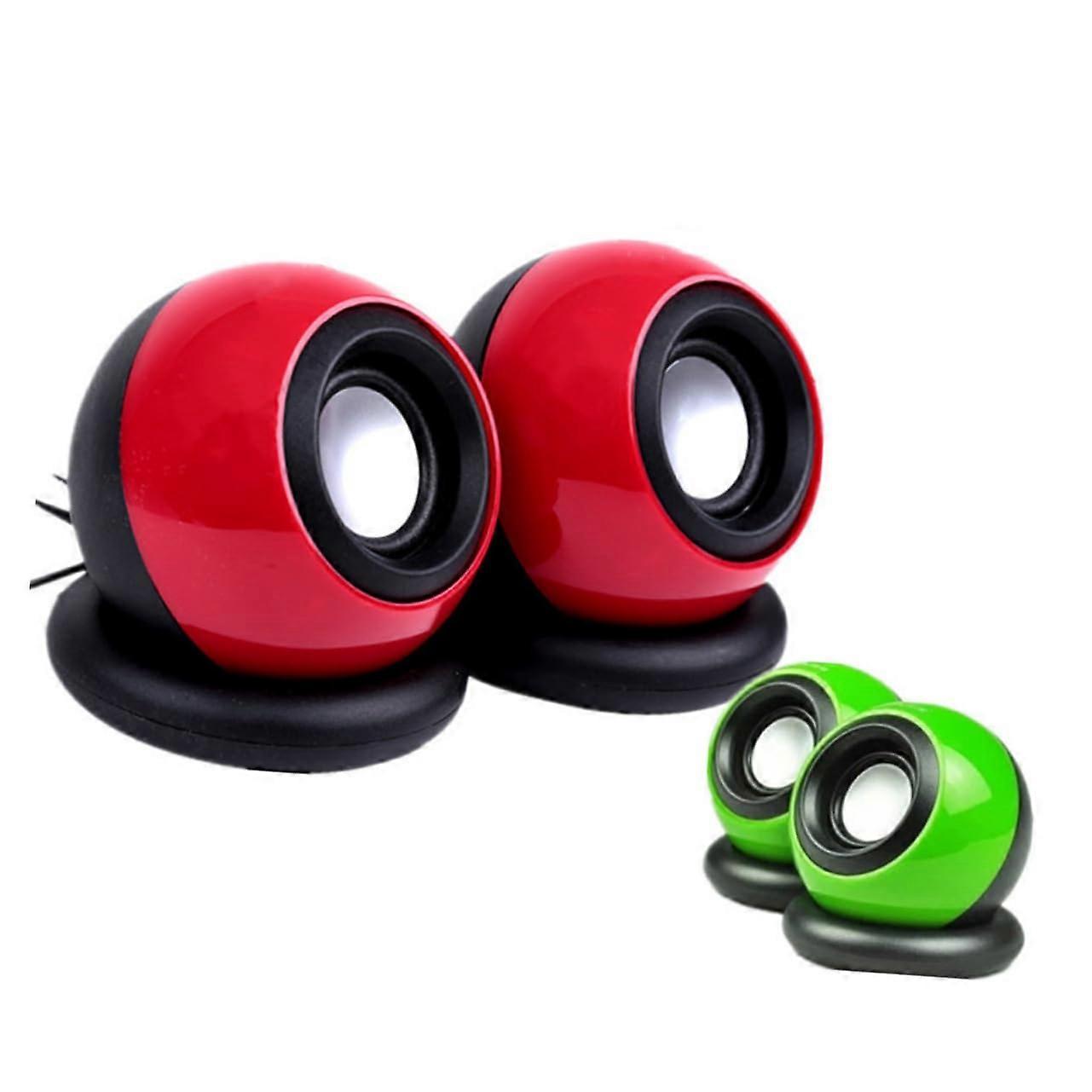 Green Mini Multimedia Speakers Pair, 3.5mm Stereo Computer Speakers for Laptops and TVs with Volume Control