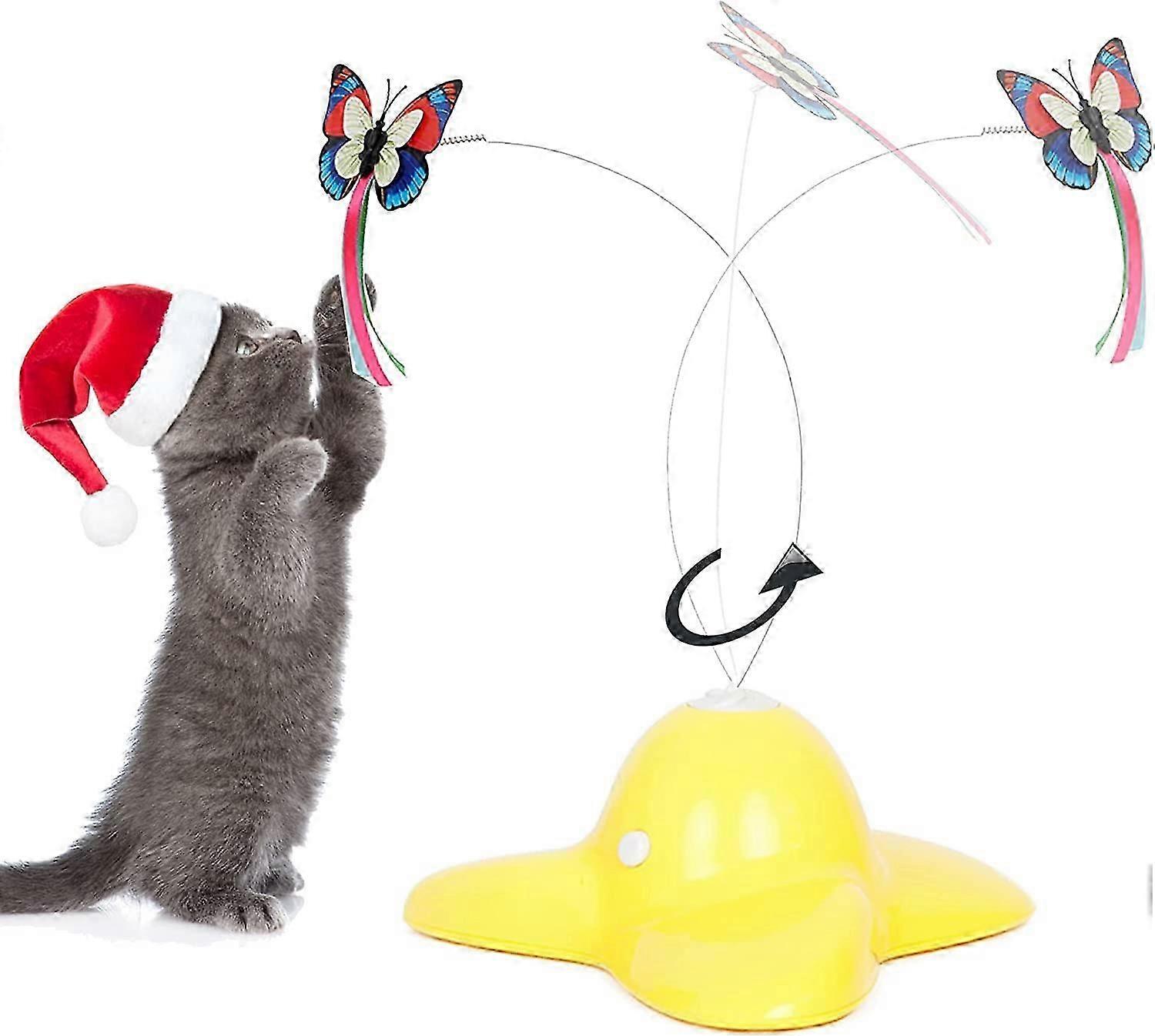 Indoor Interactive Cat Toy with 360 Rotating Butterfly (Yellow)