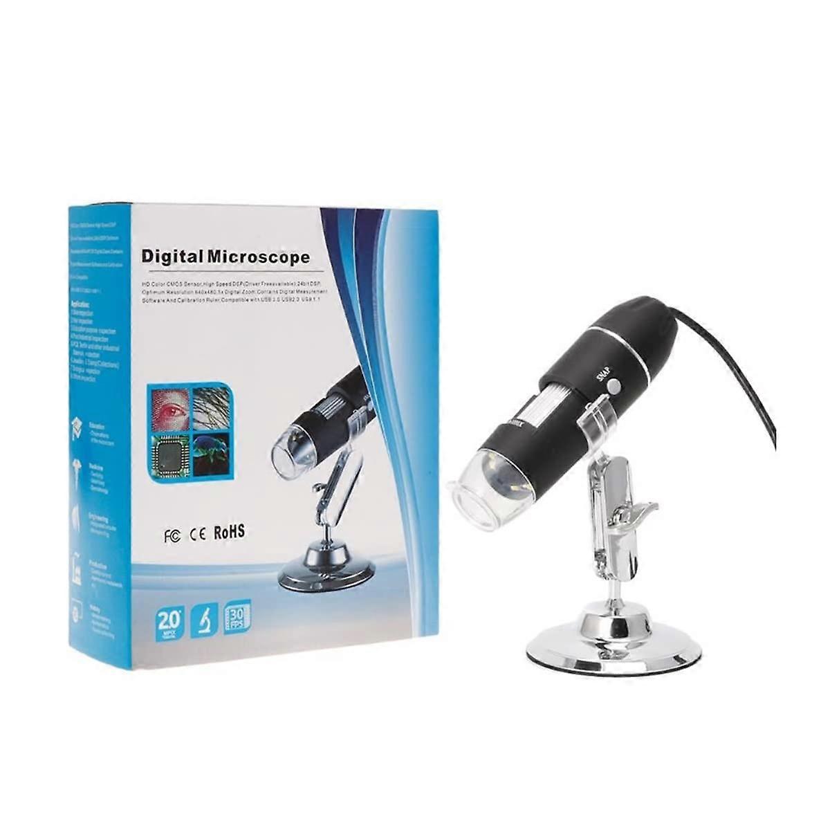Microscope Kit 1600X USB Digital Microscope Camera 8LED Magnifier with Hold Stand Microscope Lens Adapters