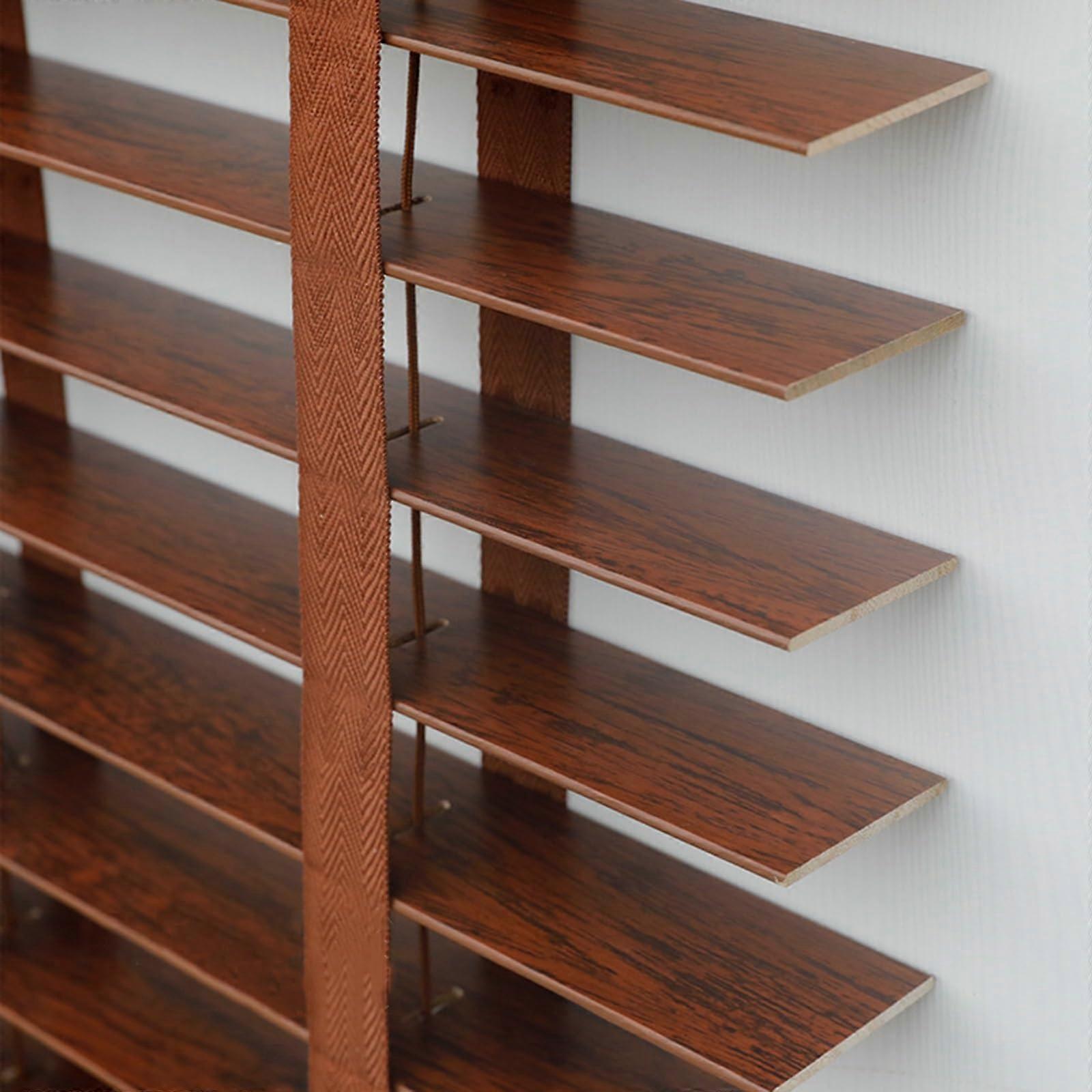 2 "الشرائح الستائر الخشبية الداخلية - ظلال البندقية التعتيم لنظام التشغيل Windows 20 "-64" ، الستائر الخشبية اللاسلكية لغرفة المعيشة