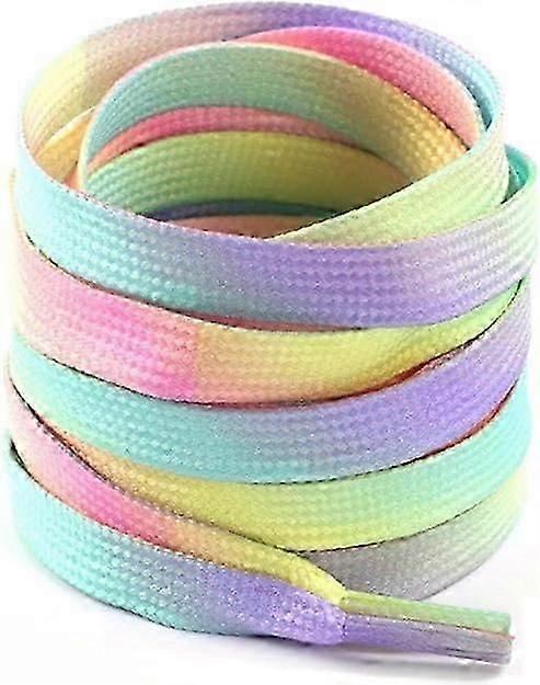 Women's Flat Candy Color Shoelaces - 120cm Cute Gradient Print for Casual Canvas Shoes
