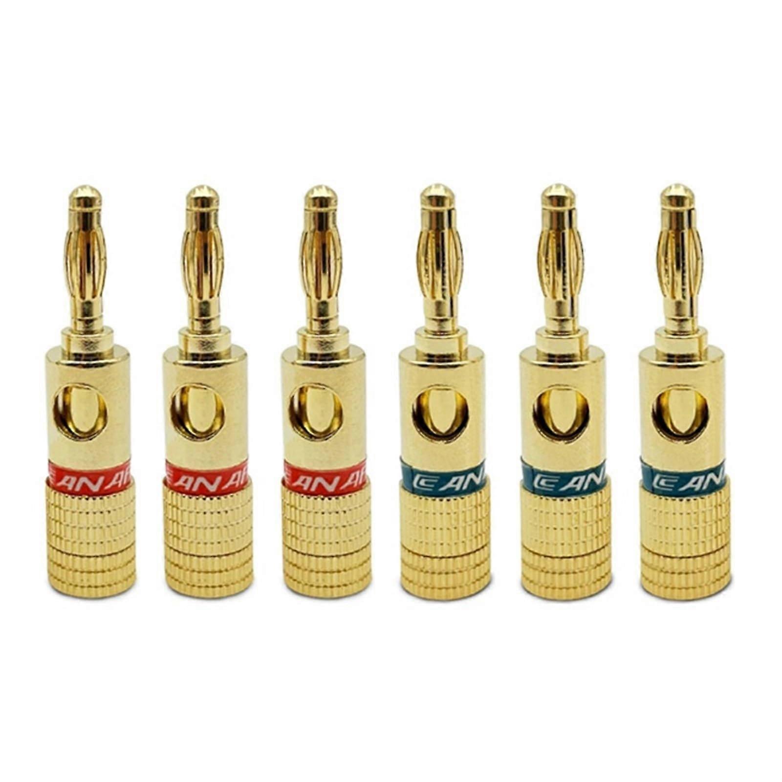 4mm Banana Head Audio Speaker Cable Connectors - 8 Gold-Plated Red Speaker Amplifier Terminal Sockets for Home Audio Systems