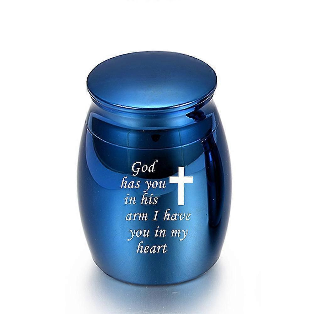 Piccole urne ricordo per ceneri umane Mini urne di cremazione per ceneri Supporto per ceneri commemorative in acciaio inossidabile Blu