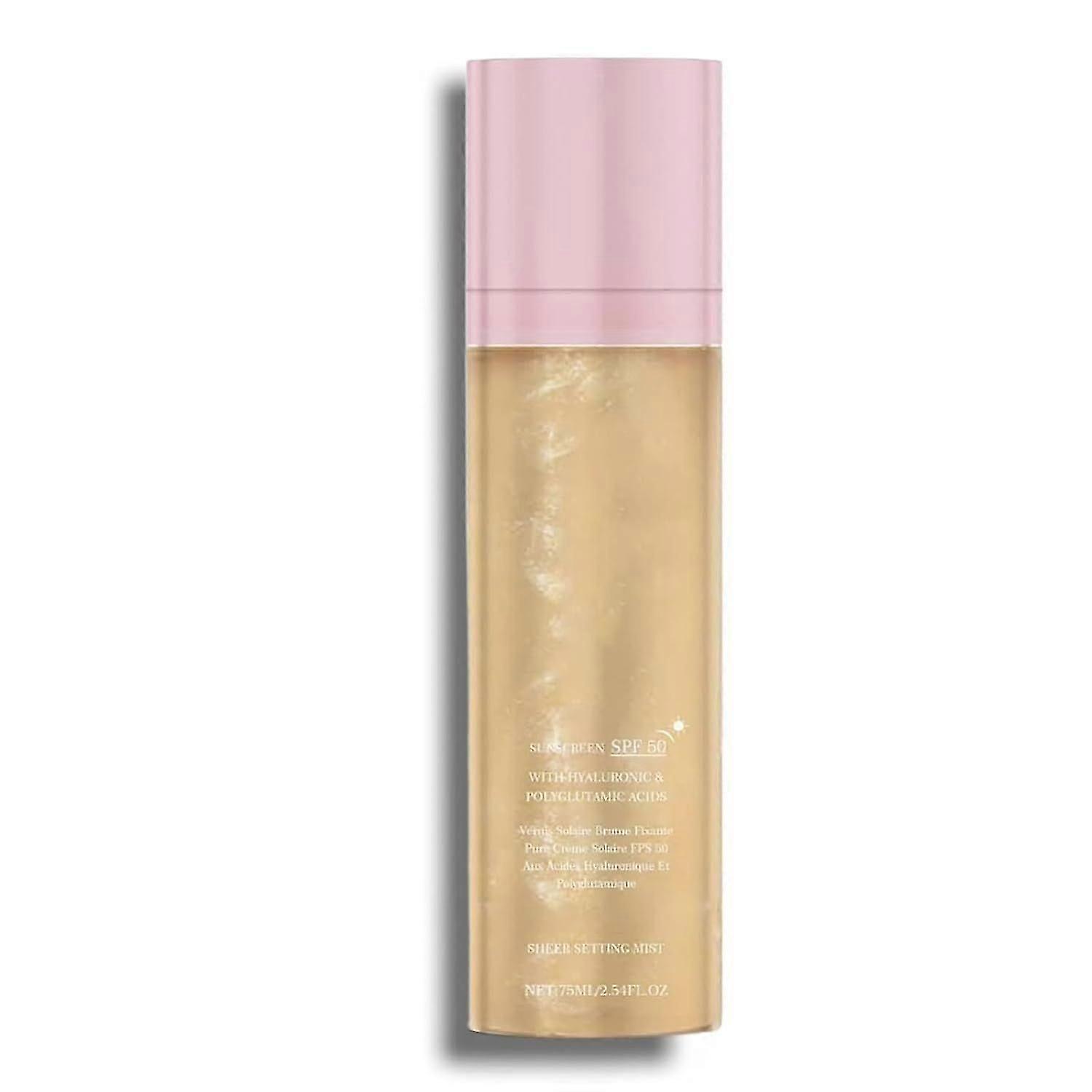 Sunglaze Sheer Setting Mist Sunscreen SPF 50, Broad Spectrum Shimmering Body Oil Mist, Hydrating Makeup-Friendly Glow Spray, Reef-Safe, Non-Greasy & F