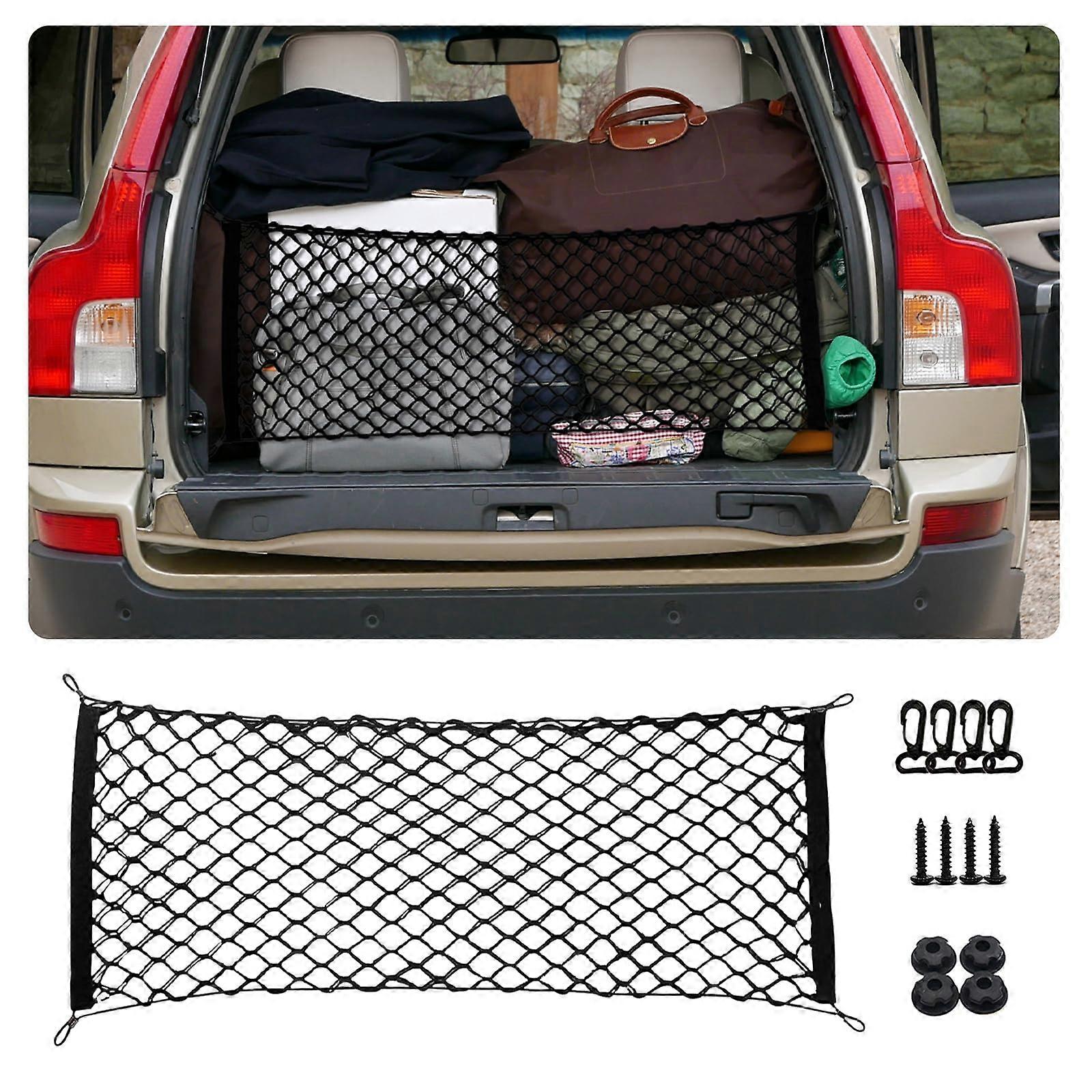 Double Layer Car Cargo Net, Trunk Organizer, 35.4 x 15.7 Inch Elastic Mesh Storage Net
