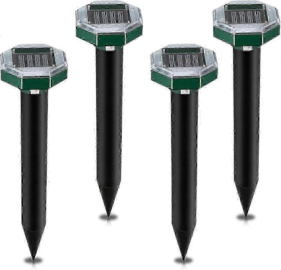 4pcs Solar Powered Ultrasonic Mole Repellent for Garden
