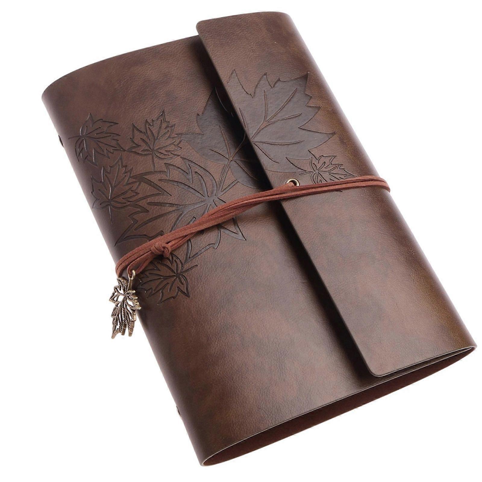Leather diary notebook, notebook, diary, diary, leaf pattern spiral, writing traveler's notebook, spiral bound diary, gift man and woman, A5, 23.5*16.