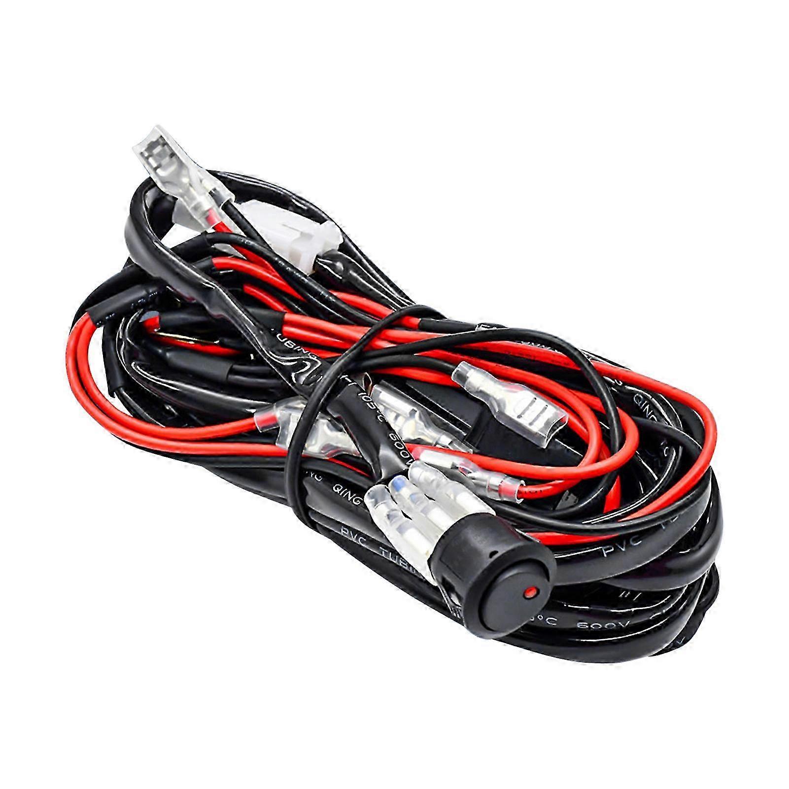 ערכת רתמת חיווט בר אור LED 300W 2 מובילים 16 AWG עם ממסר ומתג 12V 40A לרכבי שטח