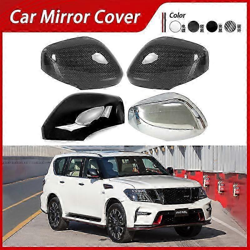 Applicable To 11-24 Nissan Patrol Y62 Rearview Mirror Cover Electroplating Rearview Mirror Shell Carbon Fiber Pattern