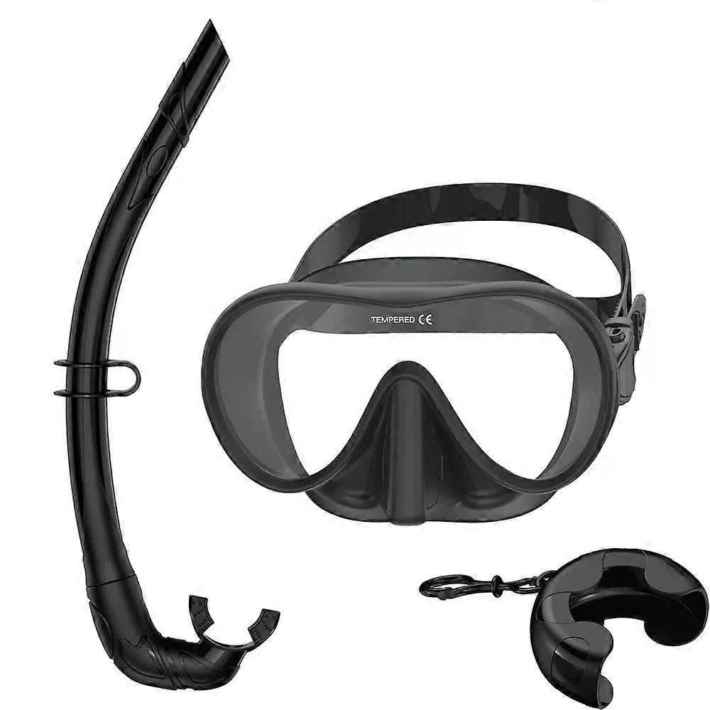HD Panoramic Frameless Diving Mask Wet Snorkel Set With BC Poctet Ultra Wide View Tempered Glass Swimming Goggles for Adults
