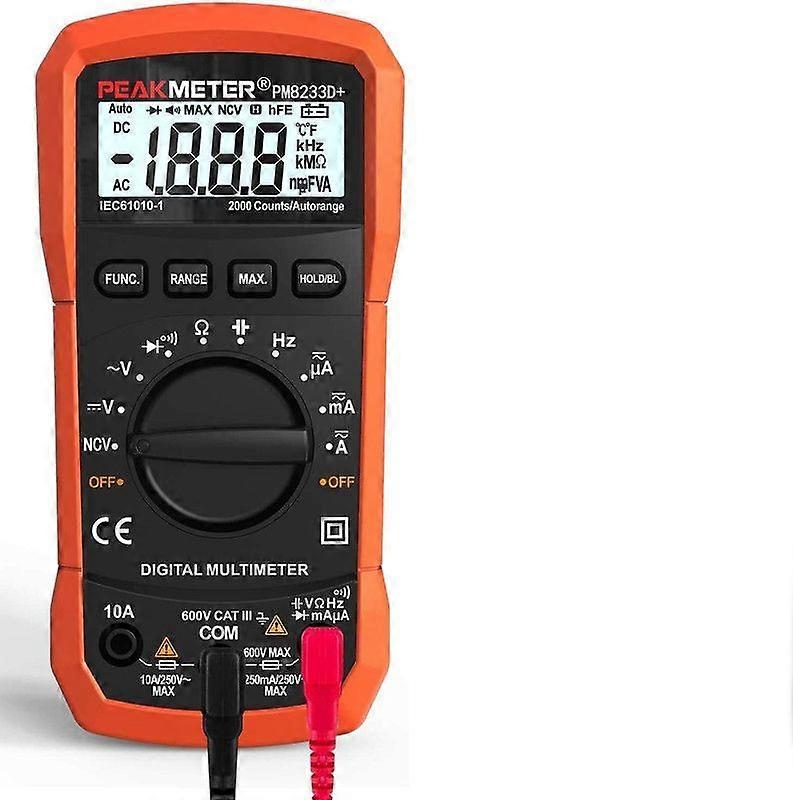 Auto-Ranging Digital Multimeter - AC/DC Voltage, Current & Resistance Tester