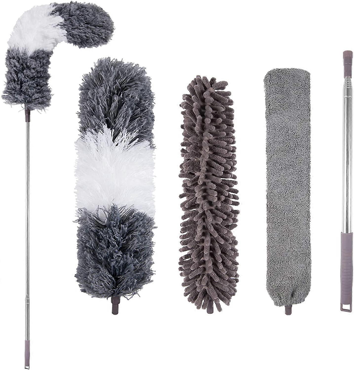 Microfiber Duster, Extendable Duster for High Ceiling, Duster Cleaning Kit with Extension Pole, Bendable & Washable for Cleaning Ceiling Fan