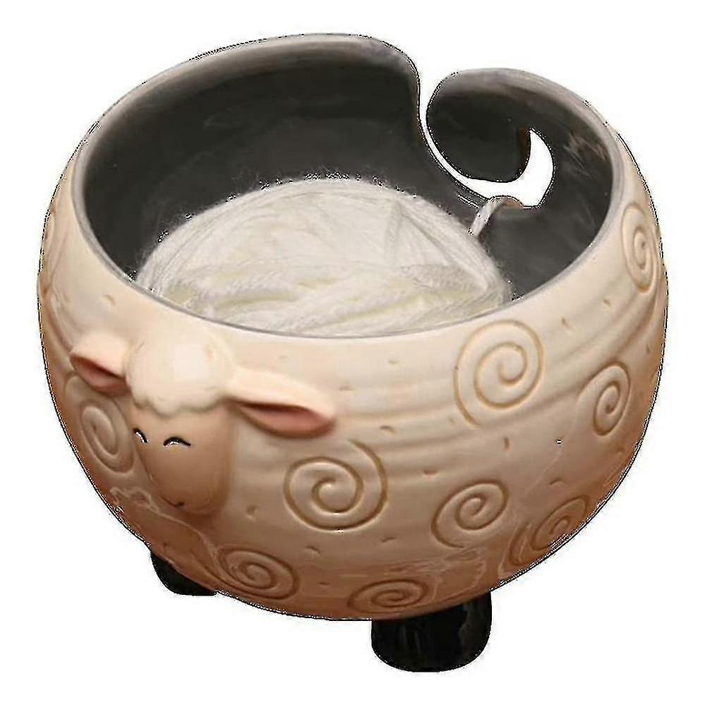 Tigela de Lã de Cerâmica Sleepy Sheep - Suporte para Agulhas de Tricô de 6 polegadas