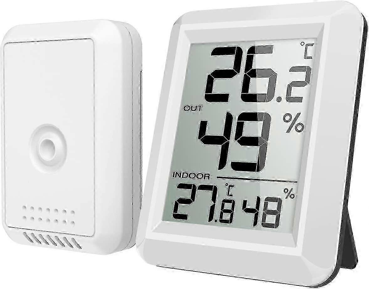 Wireless Indoor Outdoor Thermometer Hygrometer with Large LCD Display & Sensor