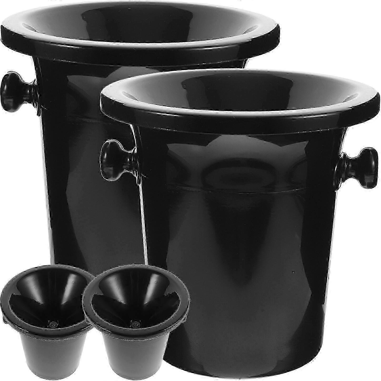 4pcs Black Creative Wine Tasting Spittoons & Dump Buckets