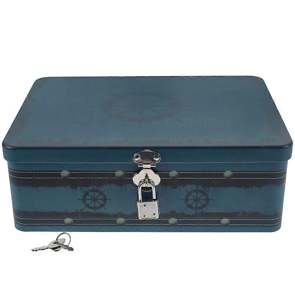 Multipurpose Tinplate Box Multi Color Desk Organizer with Lock for Storage