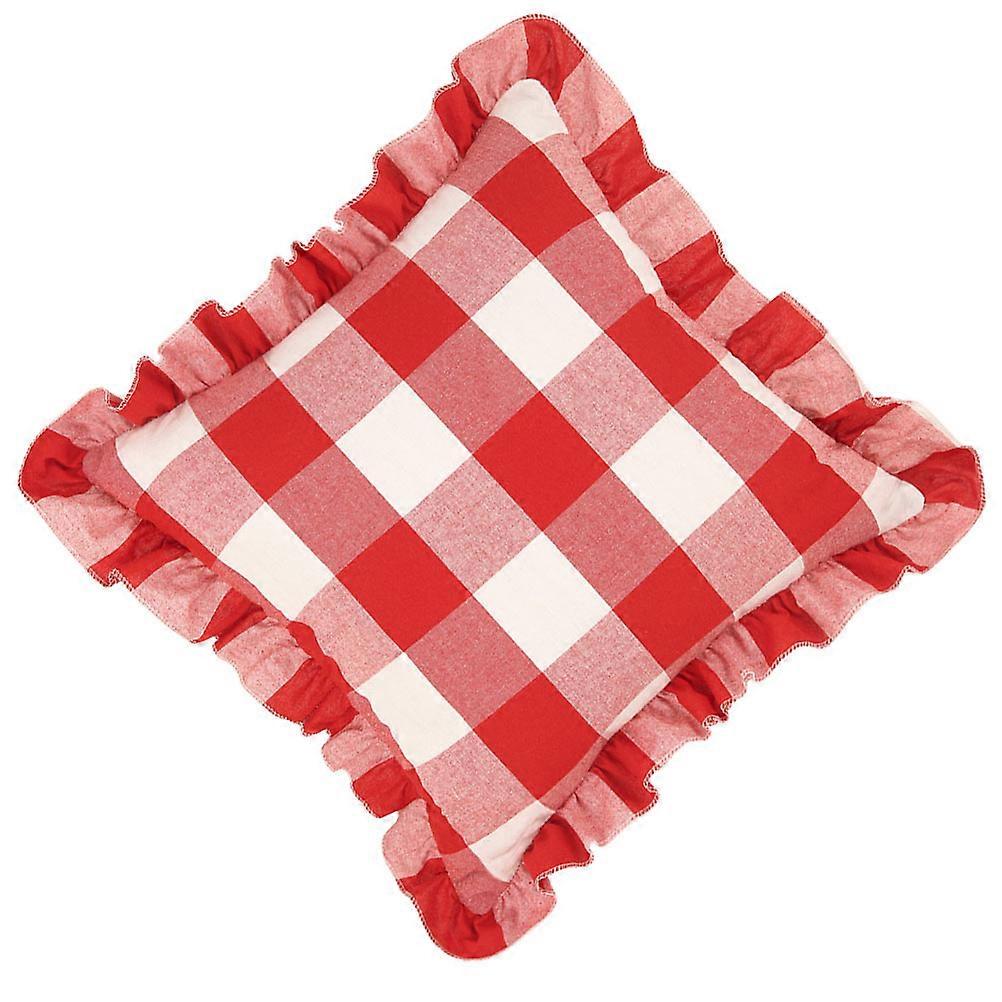 Red Plaid Home Pillow Case, Soft Cotton Linen Blend, Functional Decor