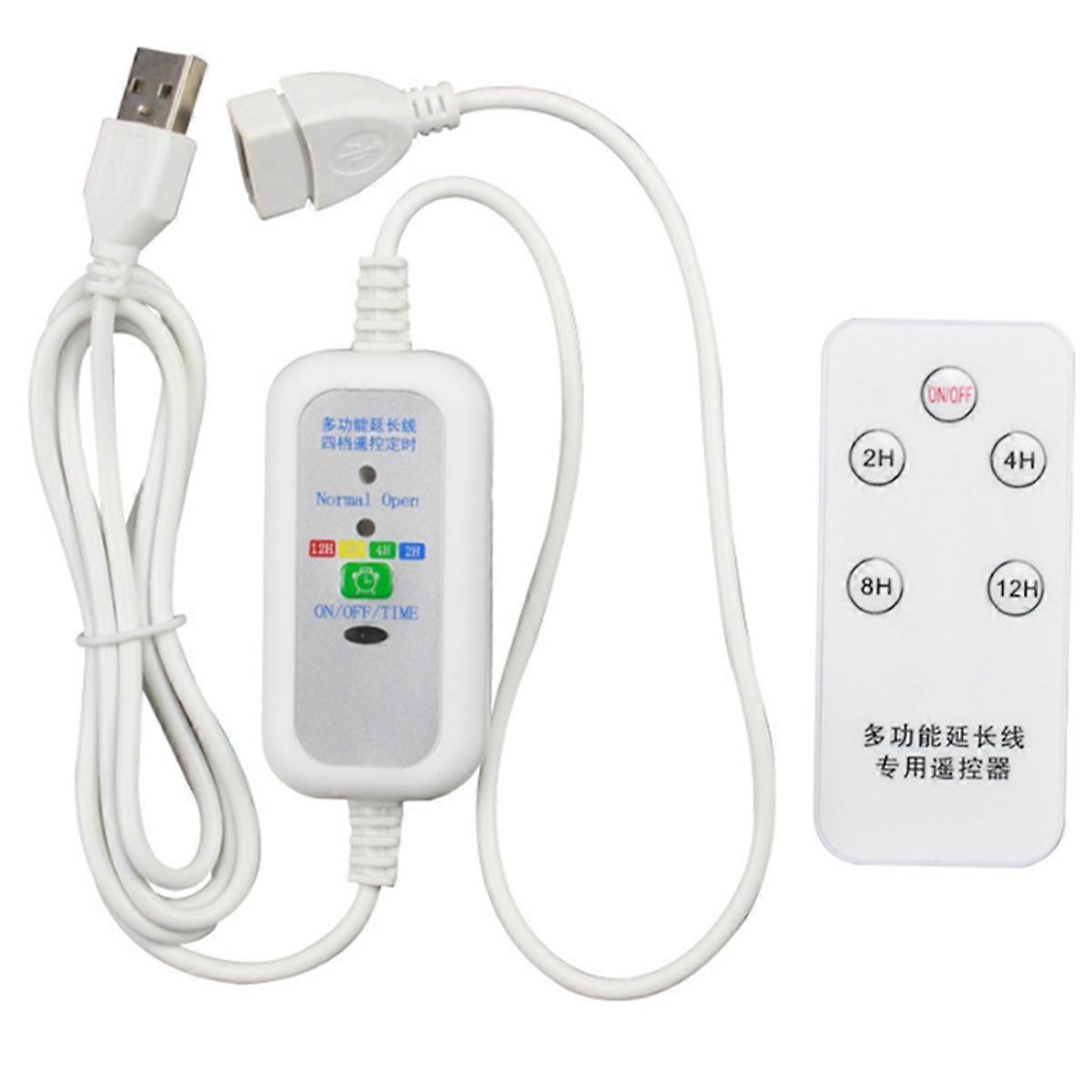 1.5M Multifunction Remote USB Extension Cable for 5V USB Fan LED Light with 2-12 Hour Timing Function on OFF Switch