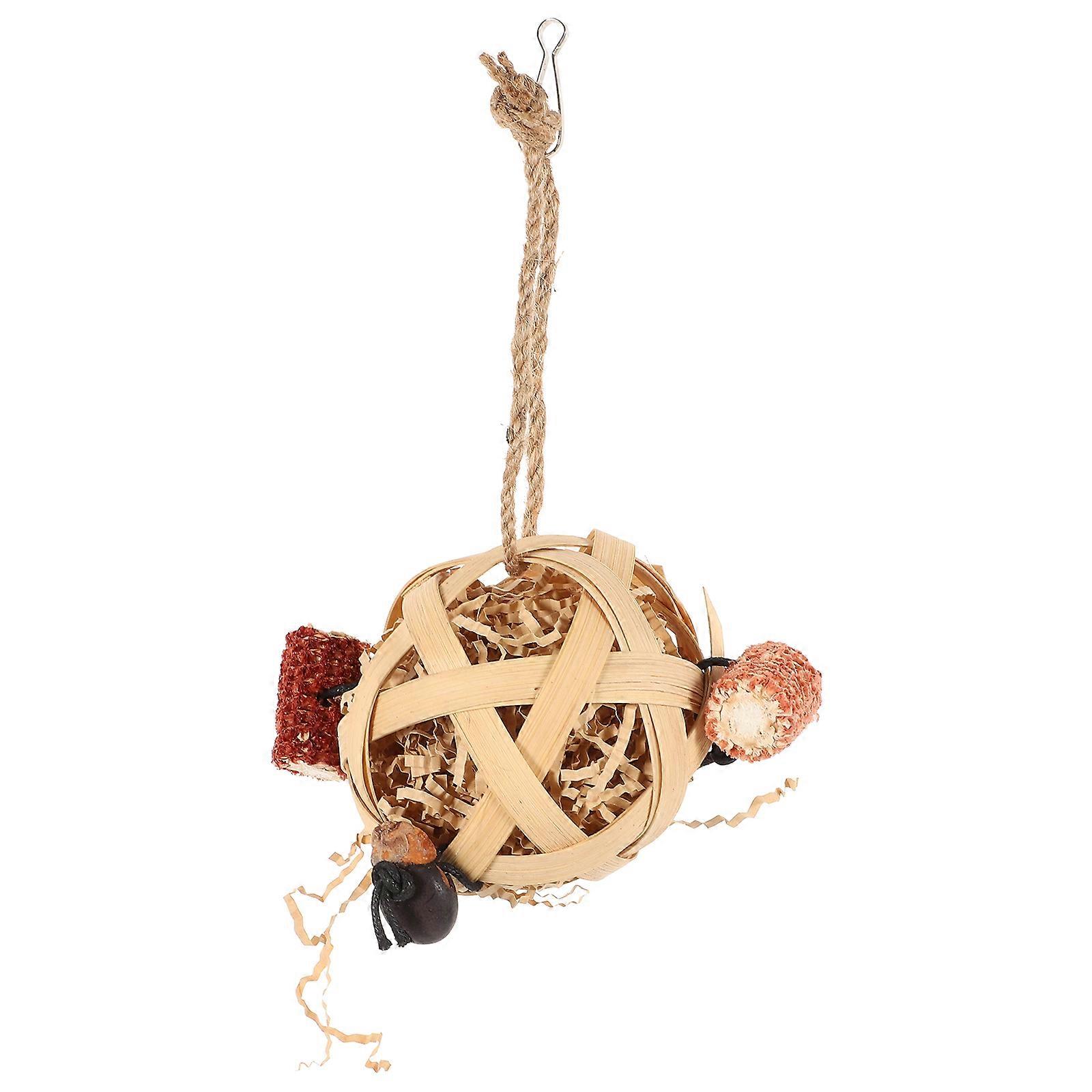 Woven Bird Food Basket Natural Chew Toy for Parrots and Parakeets, Durable & Safe Material, Hanging Design for Foraging Playtime Activity