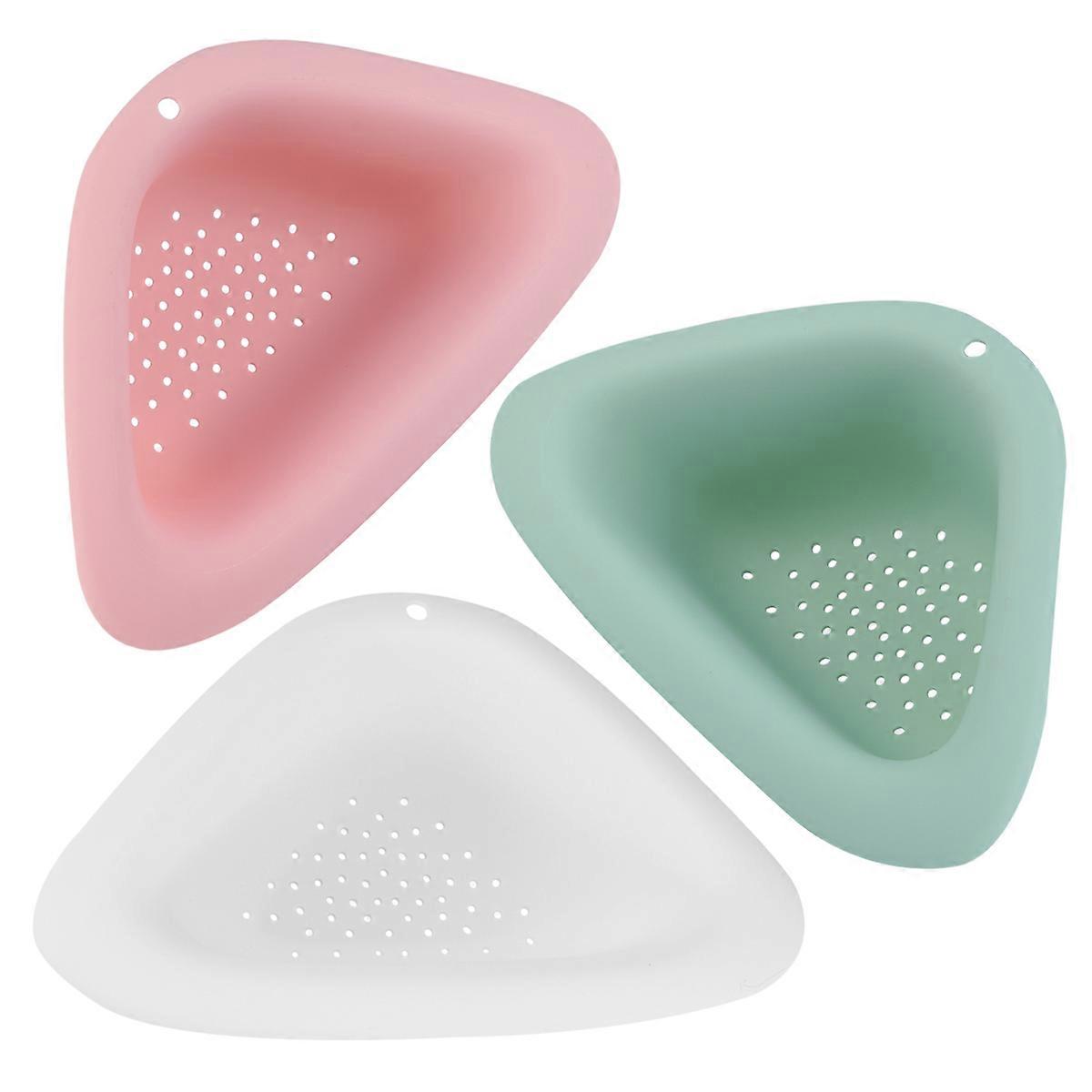 Washing Basket Multi-Functional Triangle Fruit Drain Water Basket Home Use 27x17x10cm Storing 3Pcs