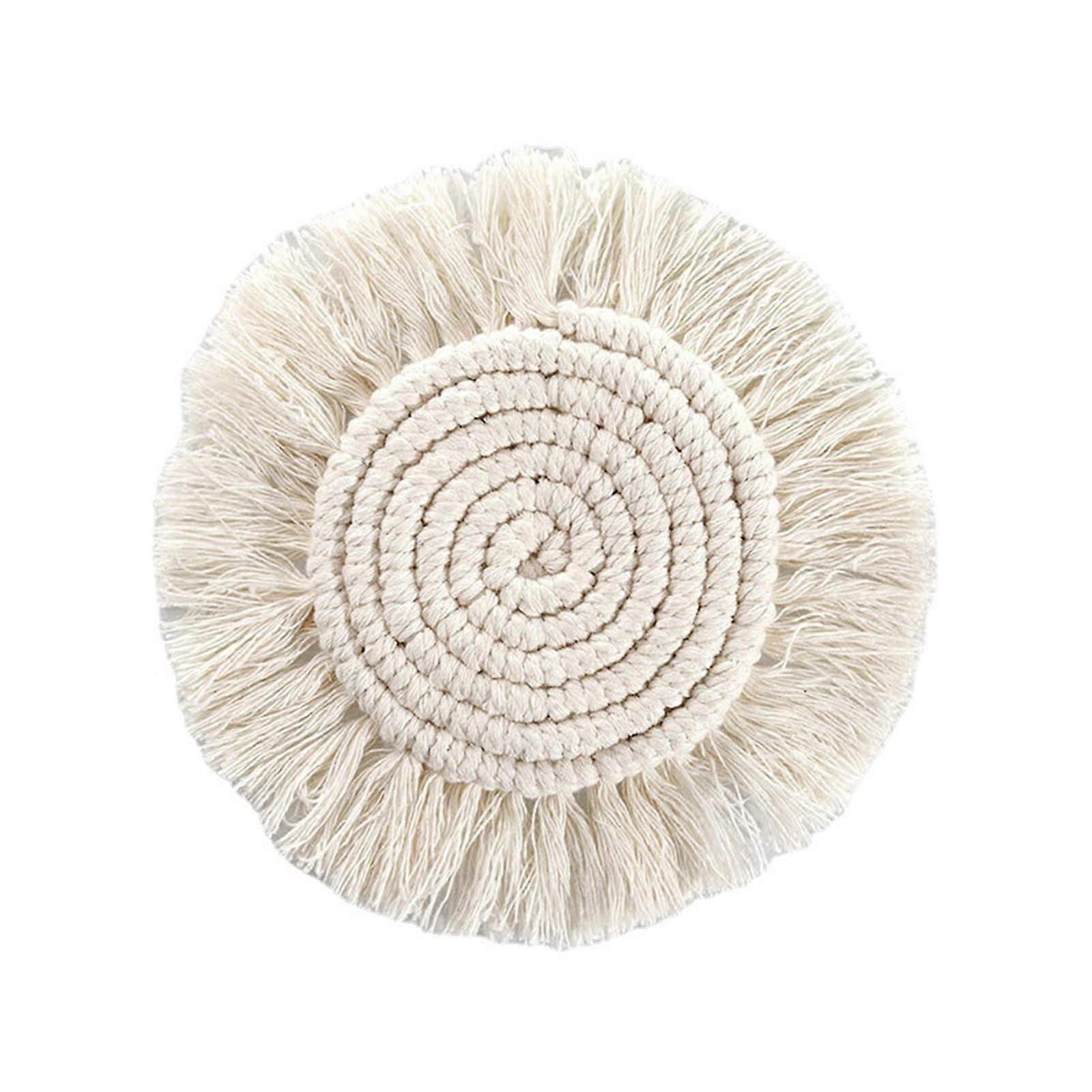 Boho Coasters, Cotton Place Mats, Set of 4, Washable for Kitchen, Dining, Home (Beige)