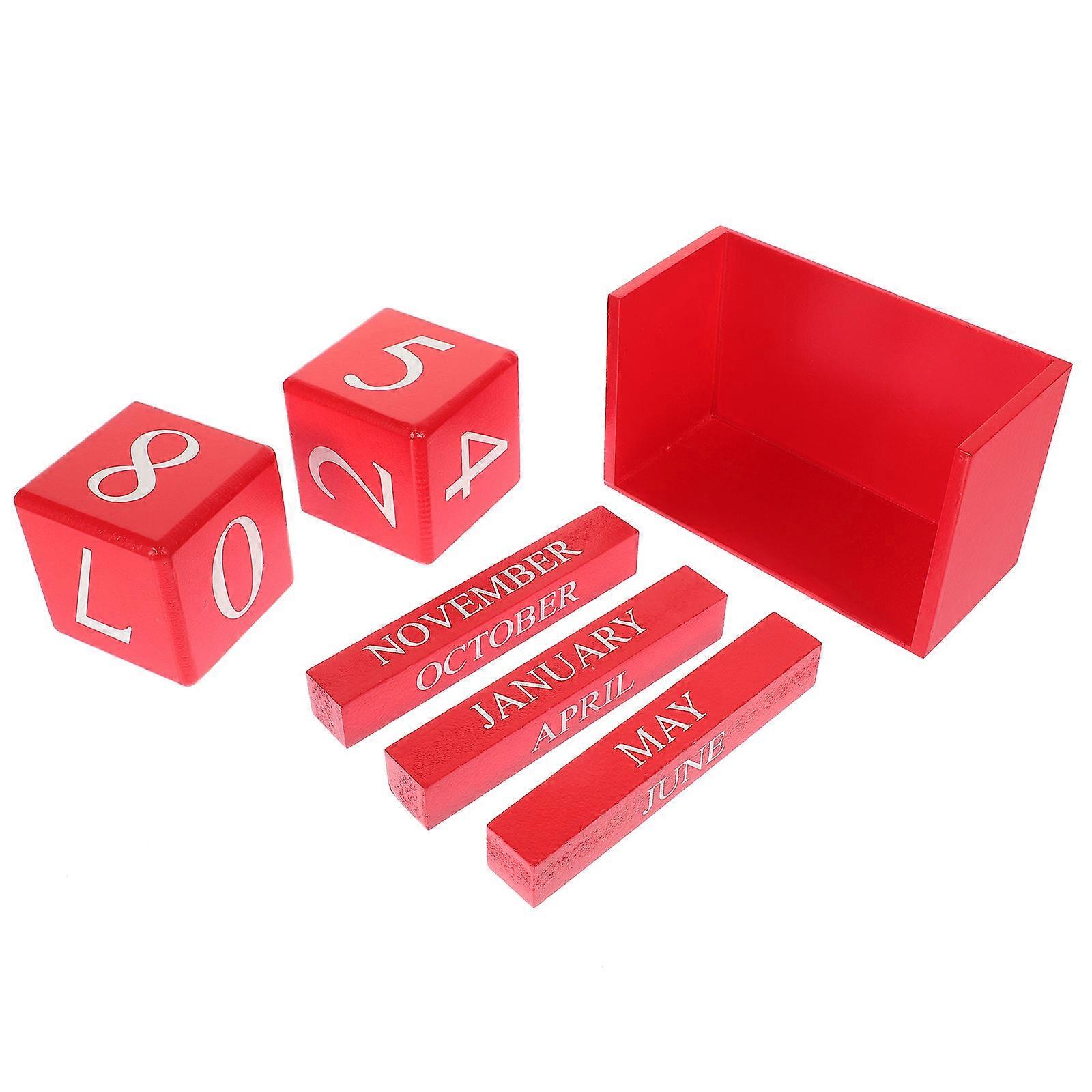Daily Desk Calendar Elegant Block Calendar School Use Red 15.80X9.80X7.20CM Decorative 1Pack