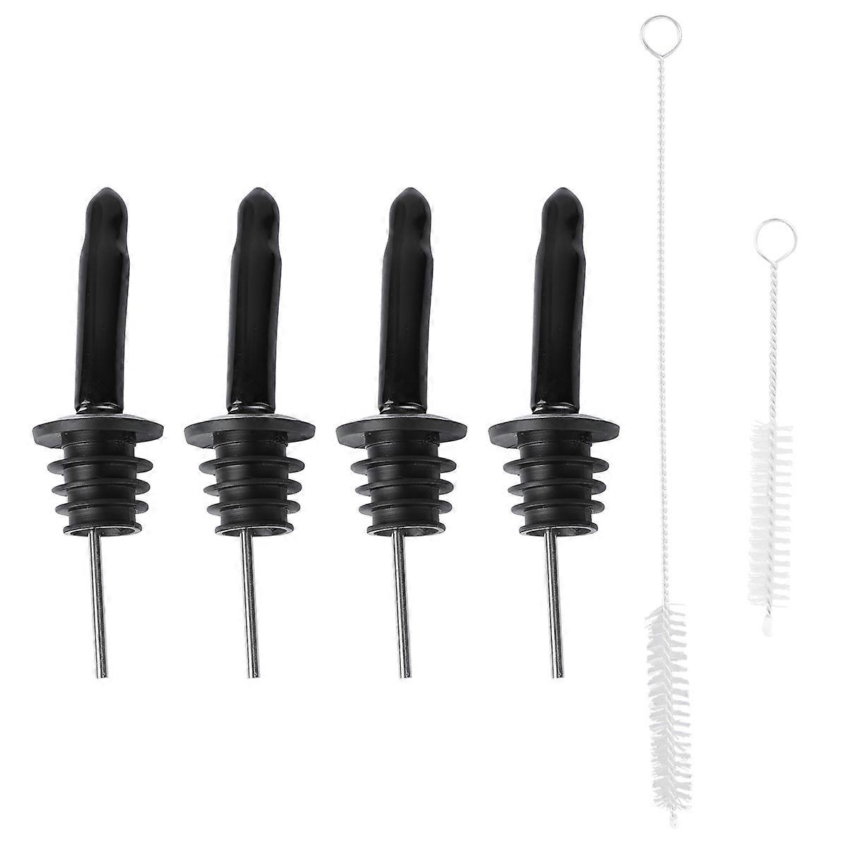 Silicone Bottle Stopper Pourer With Brush Set Dust-Proof Tasteless 6Pcs Silver