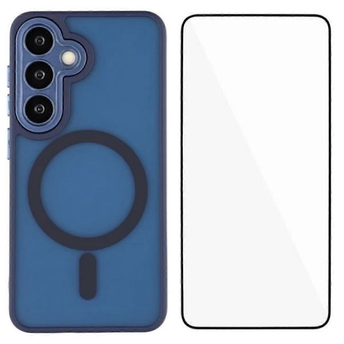 For Samsung Galaxy S24 Case Compatible with MagSafe WANLONFENG QB Series PC TPU Phone Cover with Scr