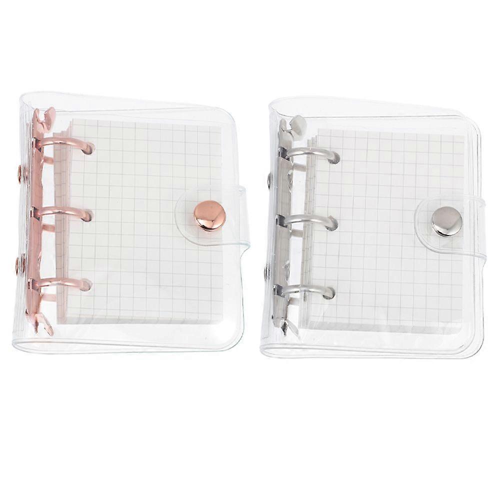 2 Sets Mini Loose-leaf Notebook Creative Transparent Buckle Loose-leaf Notepad Diy Scrapbook Lovely Notepad