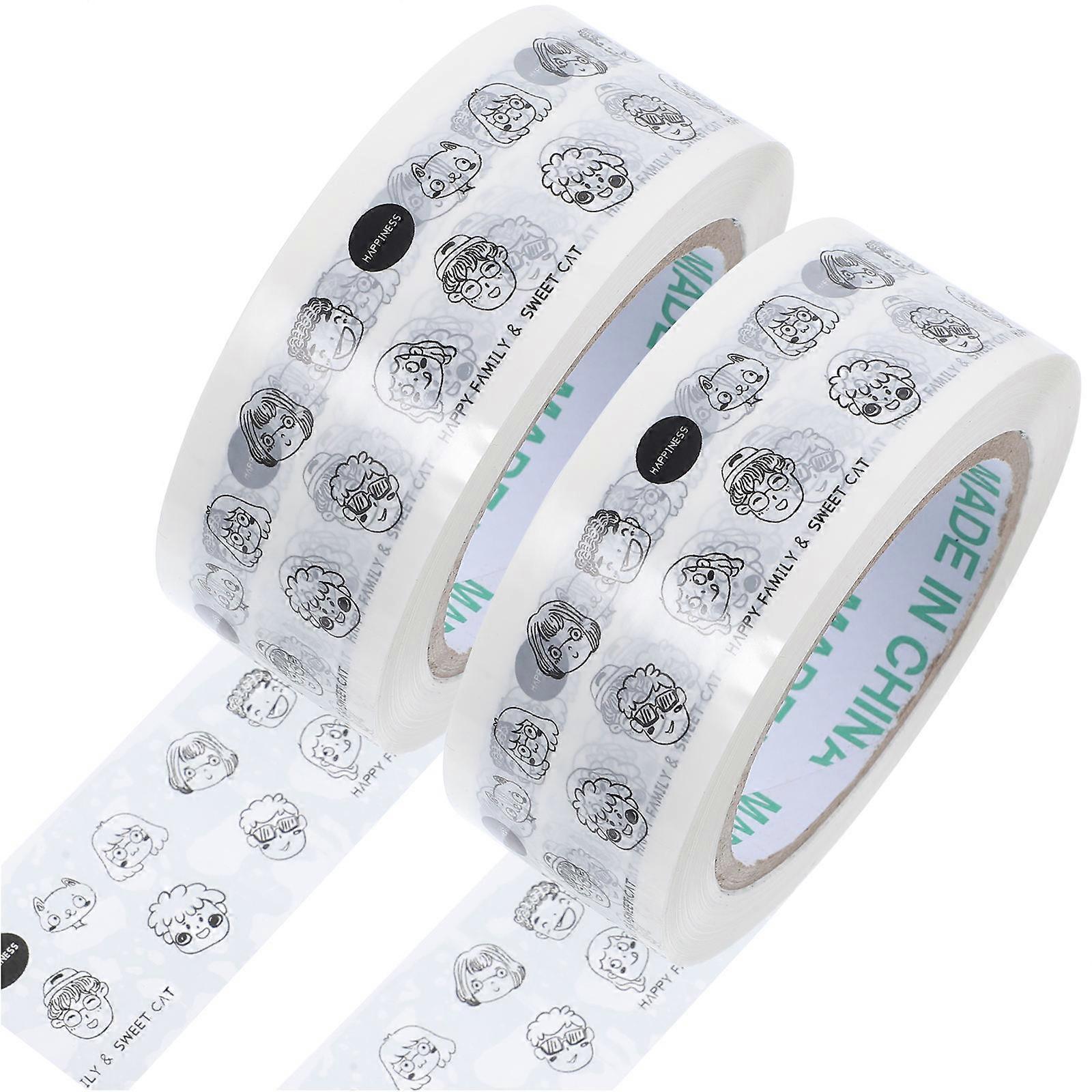 2 Rolls Cartoon Packaging Tape for Creative Crafts, Multi Use Packing Tape for Boxes, Wrapping and Decorating, Easy Cut & Peel
